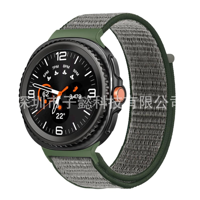 سوار ساعة ذكية سوار نايلون حلقي متوافق مع Samsung Galaxy Watch 8 Classic بملاءمة قابلة للتعديل وحزام بديل باللون أسود قابل للتعديل - Image 1