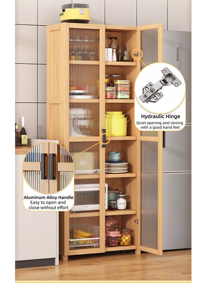 Multi-Functional Kitchen Storage Cabinet, 7-Layer Multi-Purpose, Height-Adjustable Closed Storage Cabinet, Dust-Proof Household Cabinet With Door, Cupboard, Storage Shelf, Microwave Oven, Condiment And Kitchenware Storage Rack - Image 5