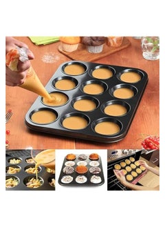 erorex [2-Pack] 12 Cup Cupcake Baking tray Non-Stick Carbon Steel Muffin Tray Oven Baking Pan Heat Resistant Bakeware Pan perfect for making Cupcakes  - Image 4