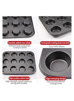 erorex [2-Pack] 12 Cup Cupcake Baking tray Non-Stick Carbon Steel Muffin Tray Oven Baking Pan Heat Resistant Bakeware Pan perfect for making Cupcakes  - Image 5