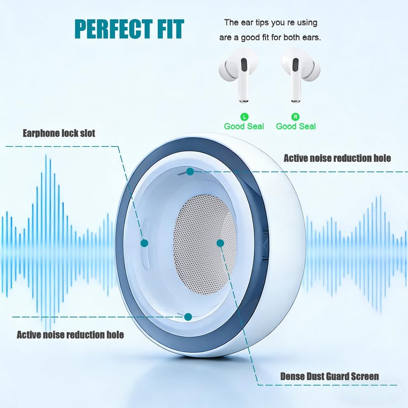 SIXFU 4 Sizes of Ear Tip Replacement Compatible with AirPod Pro and AirPods Pro 2 Ear Tips with Portable Storage Box & Cleaning Kit, Noise Reduction Hole & Dense Dust Guard Screen(XS/S/M/L)-White - Image 4