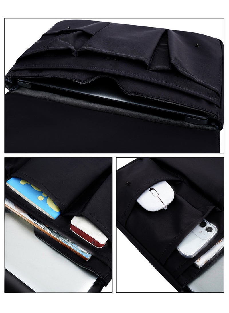 Moovant 15.6-inch Lightweight Laptop Bag, Multi-pocket Storage Laptop Bag, Flip-top Laptop Handbag, Portable Briefcase, Black  - Image 4