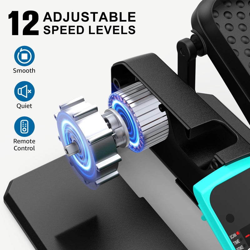 VIVURN-018 Under Desk Elliptical 12 Speed 5 Modes Mini Motorized Leg Exerciser While Sitting for Seniors As Seen on TV with Non-Slip Mat Quiet & Portable Electric Pedal Exerciser for Home and Office - Image 3