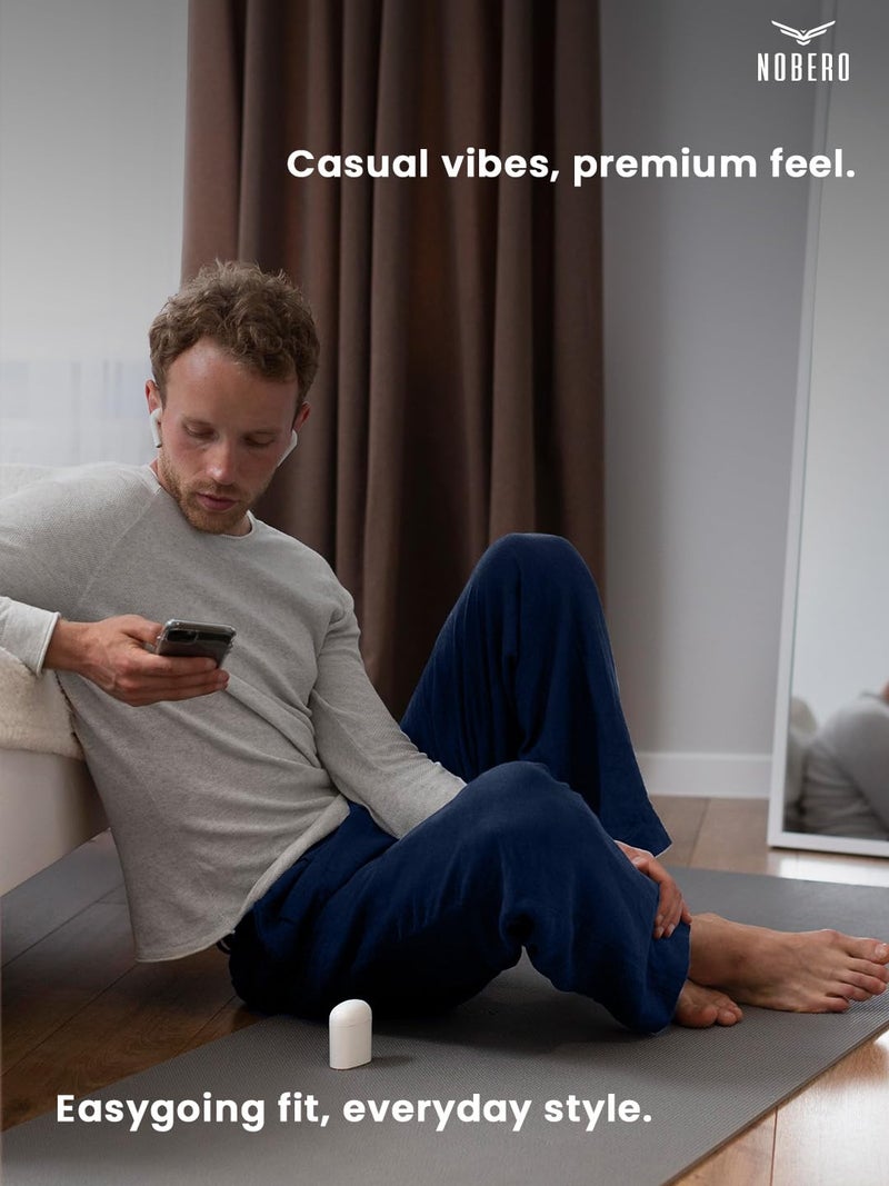 NOBERO Men's Regular Mid Rise Sweatpants (1M-BWJG-R0149_Navy Blue,Medium - Image 3