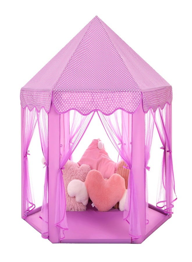 Monobeach Princess Tent Girls Large Playhouse Kids Castle Play Tent with Star Lights Gift Toy for Children Indoor and Outdoor Games, 55'' x 53'' (DxH) (Purple) - Image 1