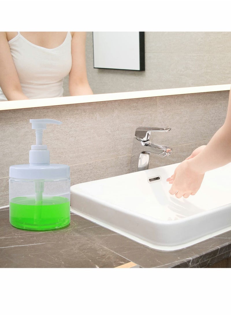 Plastic Pump Bottles, 2 Pcs Refillable Bottle Dispenser, 500ml/17oz Hand Gel Dispenser