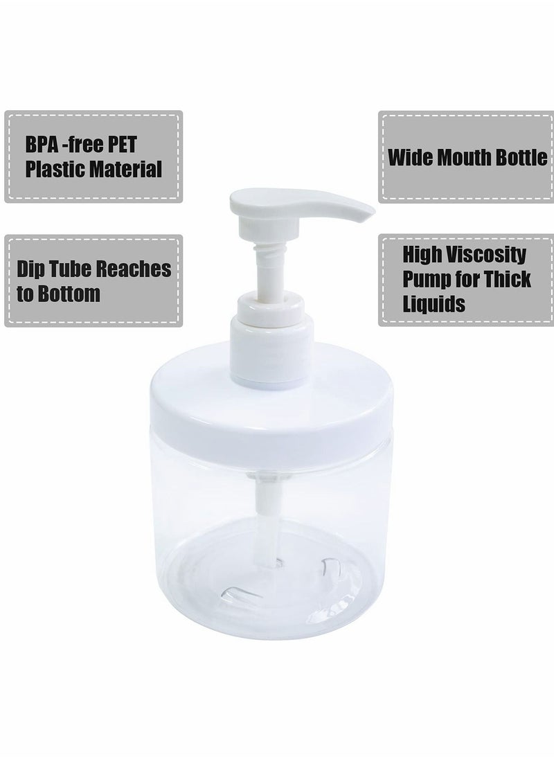 Plastic Pump Bottles, 2 Pcs Refillable Bottle Dispenser, 500ml/17oz Hand Gel Dispenser