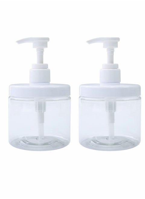 Plastic Pump Bottles, 2 Pcs Refillable Bottle Dispenser, 500ml/17oz Hand Gel Dispenser