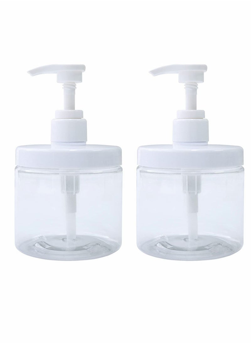 Plastic Pump Bottles, 2 Pcs Refillable Bottle Dispenser, 500ml/17oz Hand Gel Dispenser