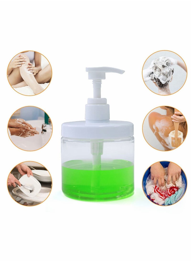 Plastic Pump Bottles, 2 Pcs Refillable Bottle Dispenser, 500ml/17oz Hand Gel Dispenser