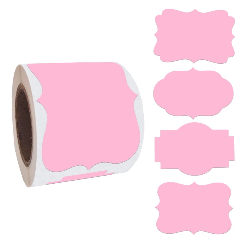 SALEMAR 2""X3"" Pink Label Stickers  Self-Adhesive Valentine'S Day Gift Tag Stickers  Write On Blank Labels For Essential Oil Bottles  Gifts  Name Tags  Fancy Shapes 200Pcs - Image 1