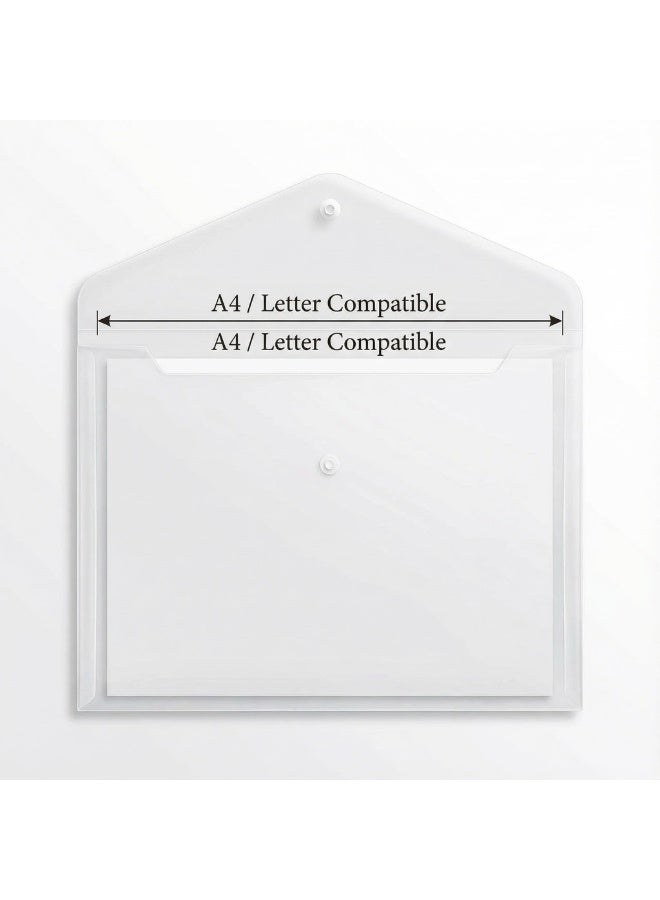 12 Pack Transparent A4 Letter Size Plastic Envelopes with Snap Button, Clear Poly Document Folders for Office, School and Home Storage - Image 3