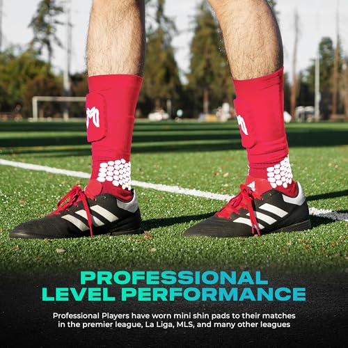 MediCaptain Mini Shin Guards Soccer – Built in Shin Pad Sleeves for Mens, Women, Teens - Small Shin Guards - Lightweight, Breathable Shin Defender Leg Protection (Red, Mini) - Image 5