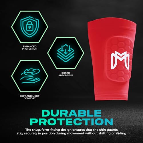 MediCaptain Mini Shin Guards Soccer – Built in Shin Pad Sleeves for Mens, Women, Teens - Small Shin Guards - Lightweight, Breathable Shin Defender Leg Protection (Red, Mini) - Image 4