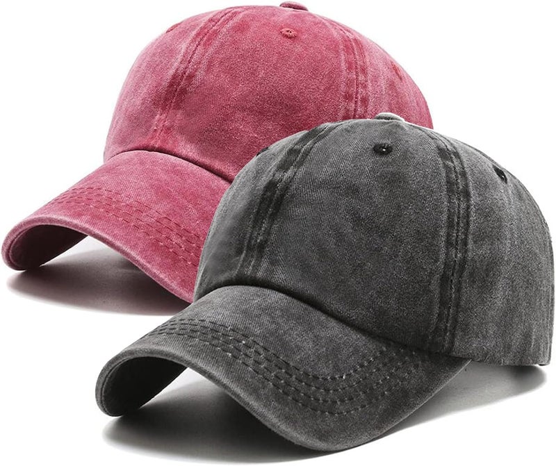 PFFY 2 Packs Vintage Washed Distressed Baseball Cap Golf Dad Hat for Men Women - Image 1