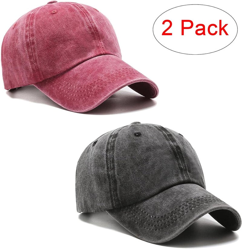 PFFY 2 Packs Vintage Washed Distressed Baseball Cap Golf Dad Hat for Men Women - Image 2