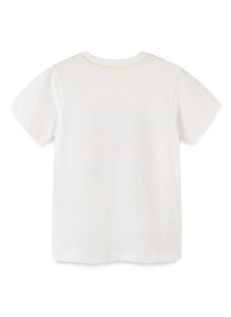 YUNIQEE White Graphic Printed Round Neck T-shirt