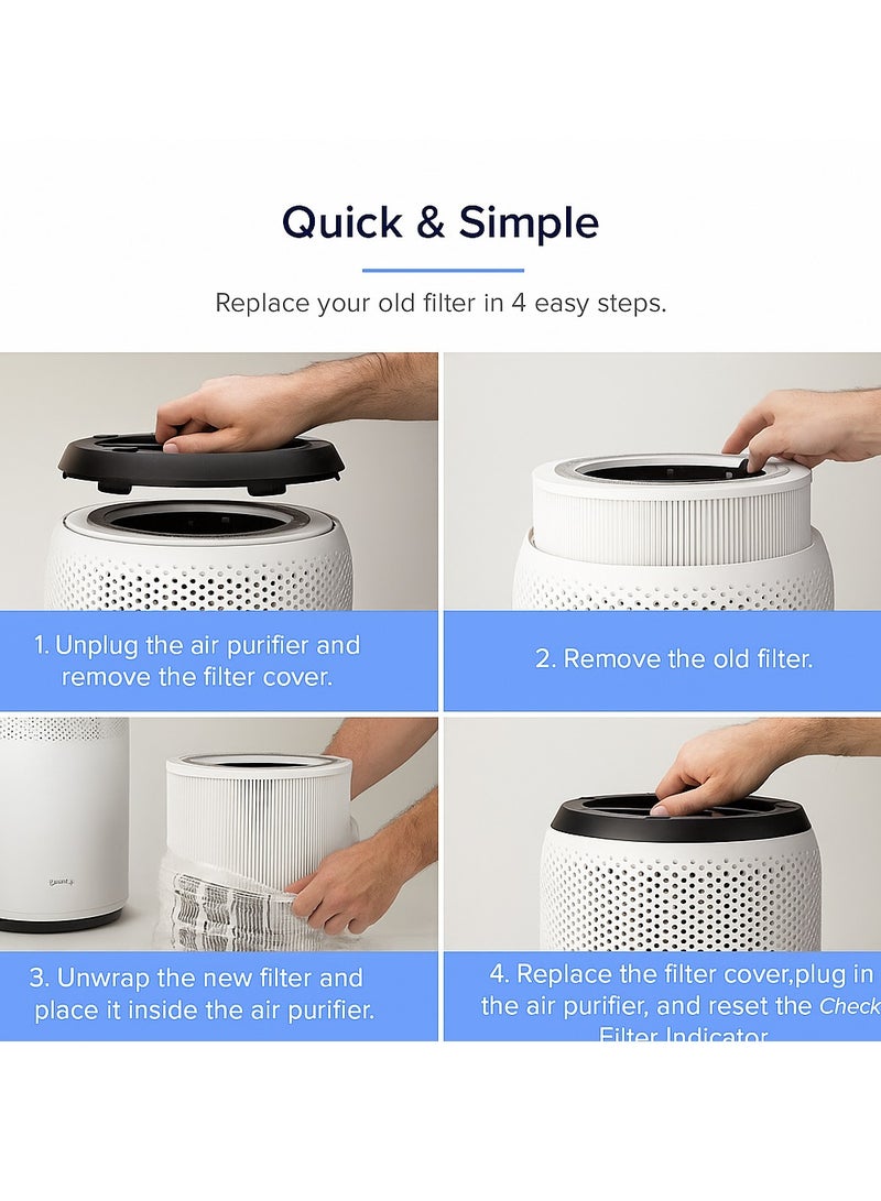 Y&D Third-party Replaceable Air Purifier Cartridge Filter Replacement Inner Core Filter Activated Carbon Clean Air Dust Removal HEPA-Grade Odor Elimination High Efficiency Dust Pollen Pet Dander Removal Fit for LEVOIT Core 400 and 400s Model Changable Filter Suitable for Home Bedroom Office - Image 4