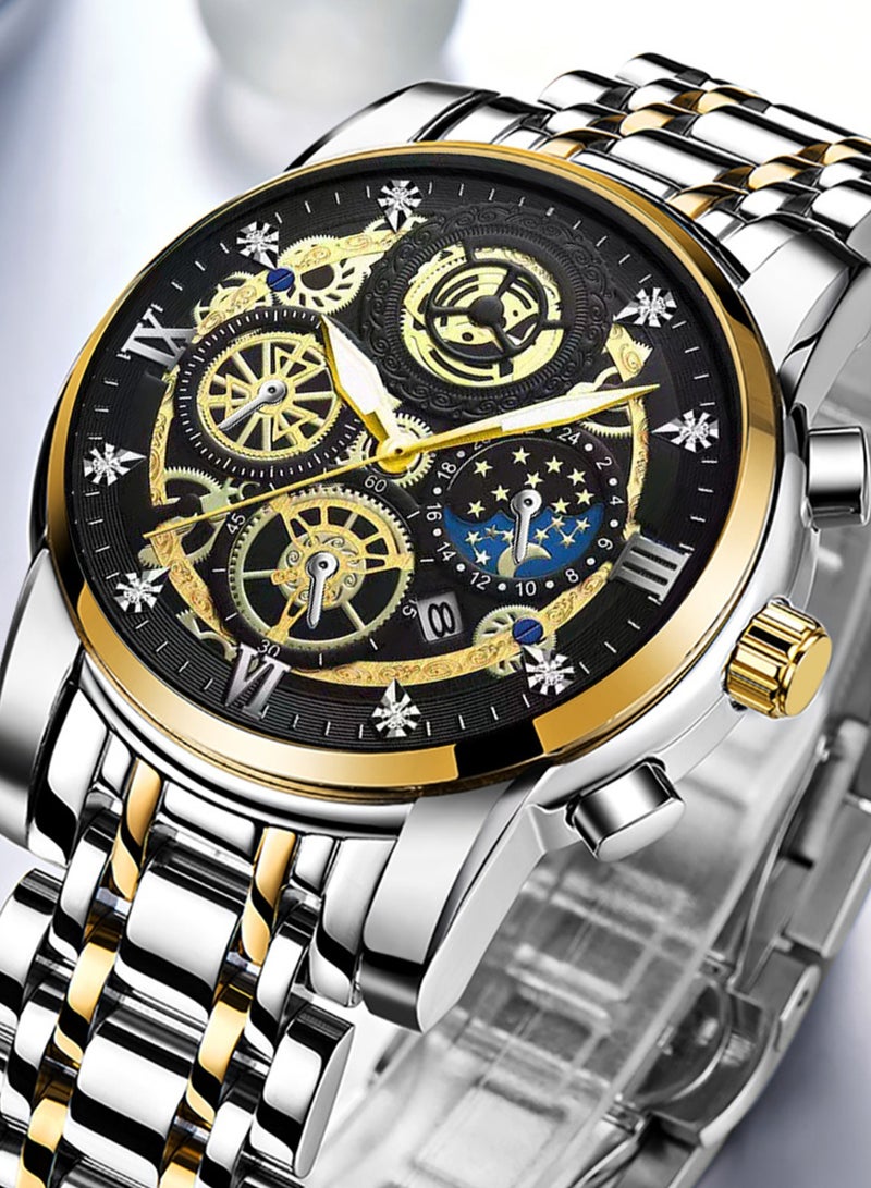 بينبوند ساعة BINBOND B4010 للرجال كاجوال أنيقة من الكوارتز بحزام من الفولاذ المقاوم للصدأ ومينا فاخرة مضيئة ومقاومة للماء حتى عمق 30 مترًا - Image 2