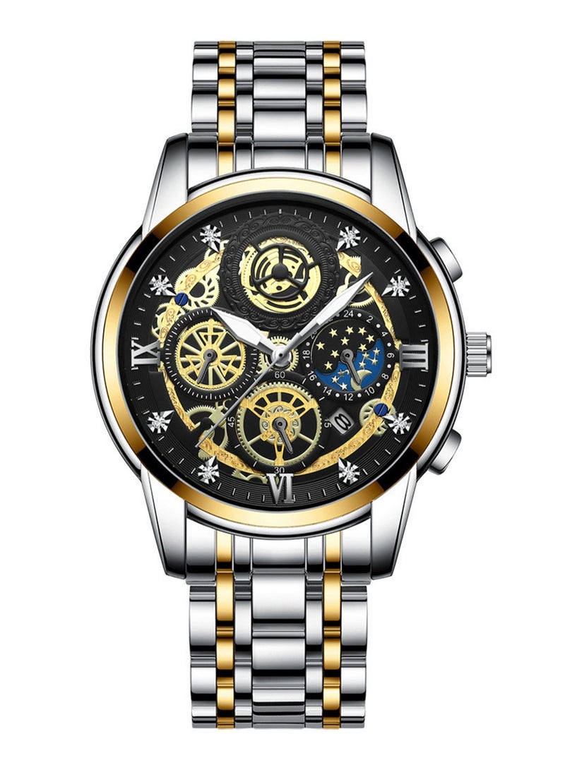 بينبوند ساعة BINBOND B4010 للرجال كاجوال أنيقة من الكوارتز بحزام من الفولاذ المقاوم للصدأ ومينا فاخرة مضيئة ومقاومة للماء حتى عمق 30 مترًا - Image 5