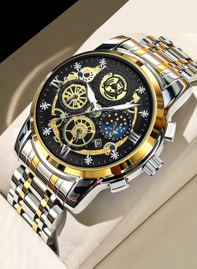 بينبوند ساعة BINBOND B4010 للرجال كاجوال أنيقة من الكوارتز بحزام من الفولاذ المقاوم للصدأ ومينا فاخرة مضيئة ومقاومة للماء حتى عمق 30 مترًا - Image 1