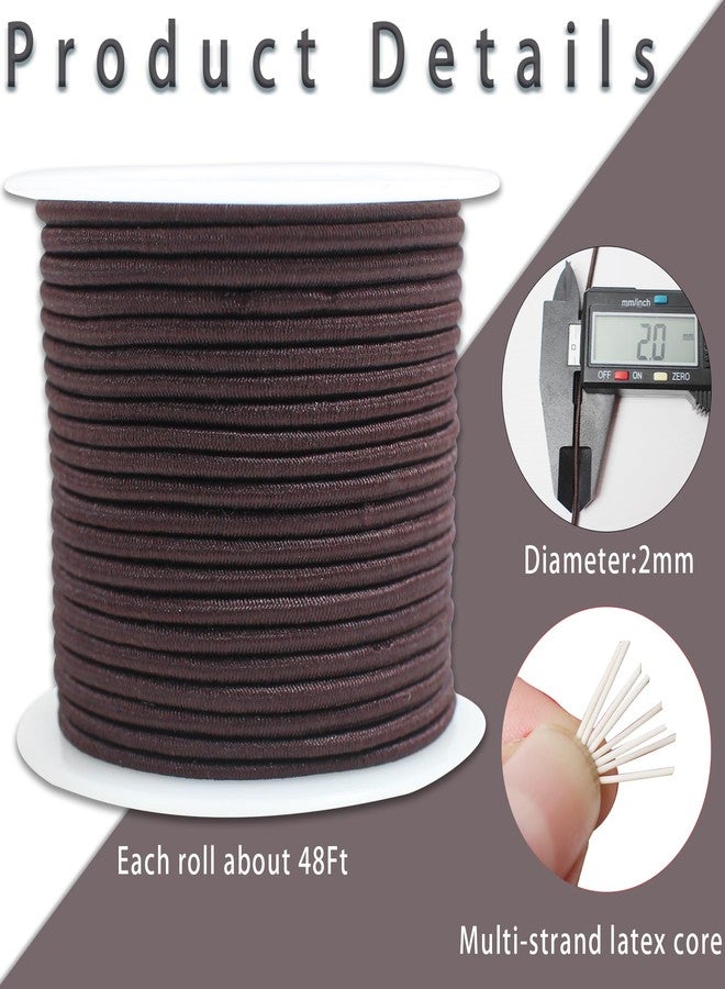 ZHFMLY Coffee Elastic Beaded Cords 2mm 2/25 inch Elastic Cord String for Bracelets,Small Bungee Shock Cord for DIY Crafts, Beading and Sewing 48ft(ZH175) - Image 2