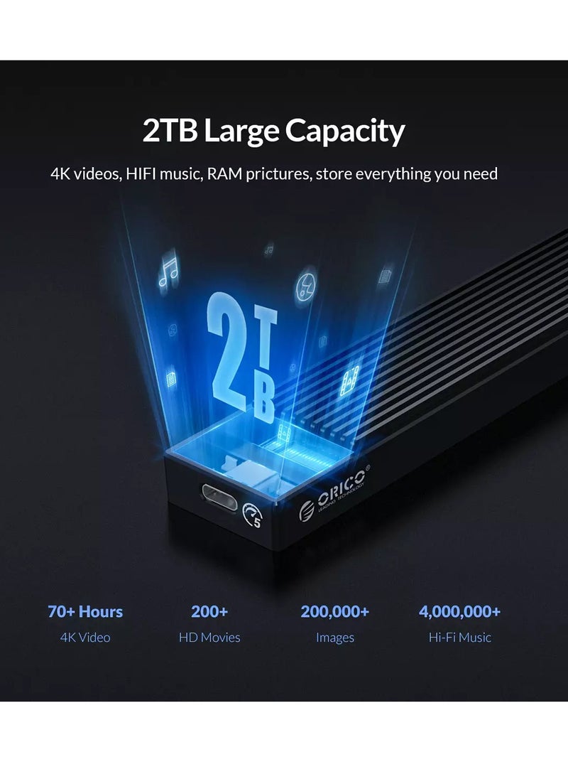 Orico - M.2 SATA B+M/B Key SSD Enclosure USB 3.1 Type C 5Gbps External Solid State Enclosure Adapter for 2280/2260/2242/2230 M.2 NGFF SSD 4TB Max, NOT Supoort PCIe NVMe/AHCI M.2 SSD-M2PF-C3 - Image 1