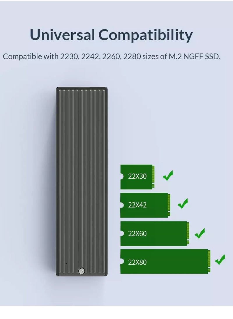 Orico - M.2 SATA B+M/B Key SSD Enclosure USB 3.1 Type C 5Gbps External Solid State Enclosure Adapter for 2280/2260/2242/2230 M.2 NGFF SSD 4TB Max, NOT Supoort PCIe NVMe/AHCI M.2 SSD-M2PF-C3 - Image 1