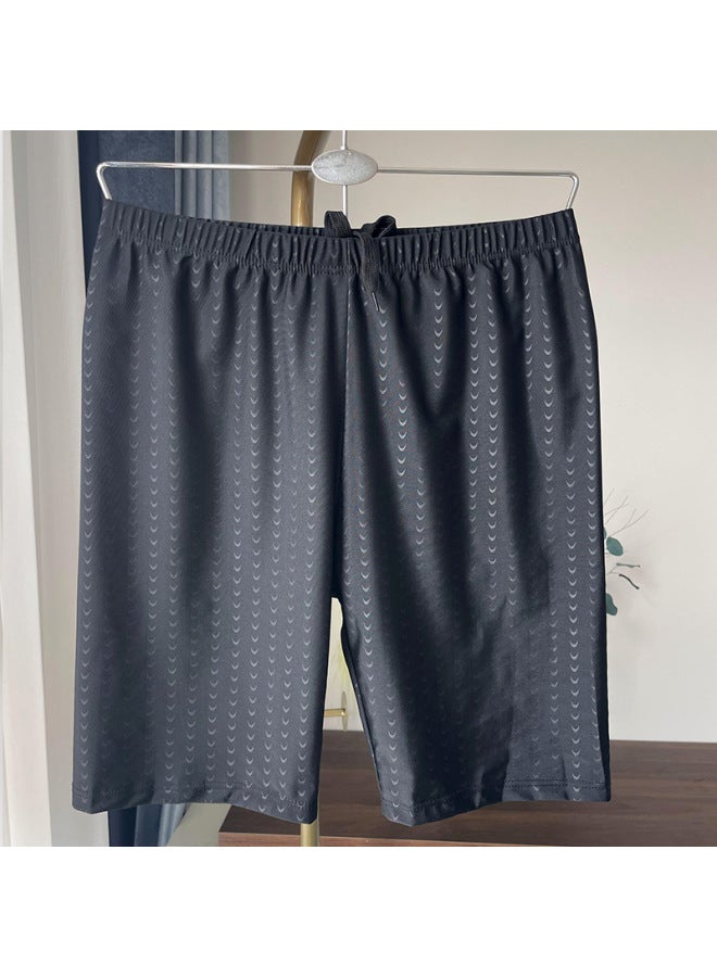 Loquat Men's Swimsuit Professional Anti-embarrassment Large Size Loose Swimming Trunks Hot Spring Men's Swimsuit Set Men's Full Set Five Points-Color:Black- - Image 5