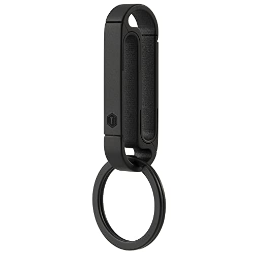 KeyUnity KM10 Double Side Carabiner Keychain Clip, EDC Titanium Snap On Key Holder for Belt (PVD Black) - Image 1