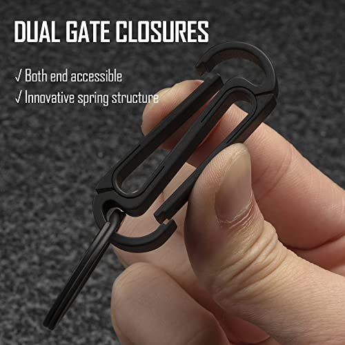 KeyUnity KM10 Double Side Carabiner Keychain Clip, EDC Titanium Snap On Key Holder for Belt (PVD Black) - Image 2