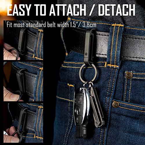KeyUnity KM10 Double Side Carabiner Keychain Clip, EDC Titanium Snap On Key Holder for Belt (PVD Black) - Image 3