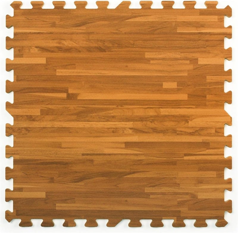 Displays2go Interlocking Floor Mats with Woodgrain Pattern 10 x 10 Floor Covering EVA Foam AntiFatigue Surface Perfect for Trade Show Booths  - Image 3
