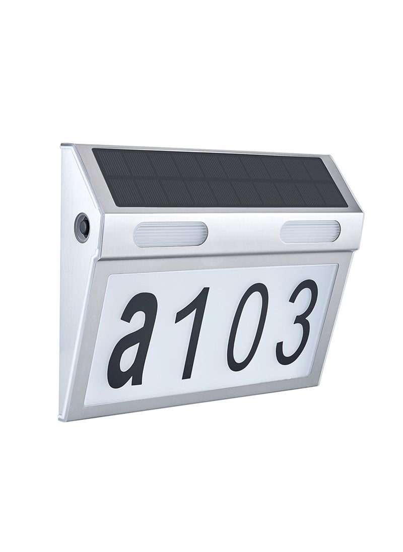 Generic - Modern Solar Address Sign with Stainless Steel House Numbers Waterproof LED Lighted Plaque 3 Color Modes for Outdoor Use - Image 1