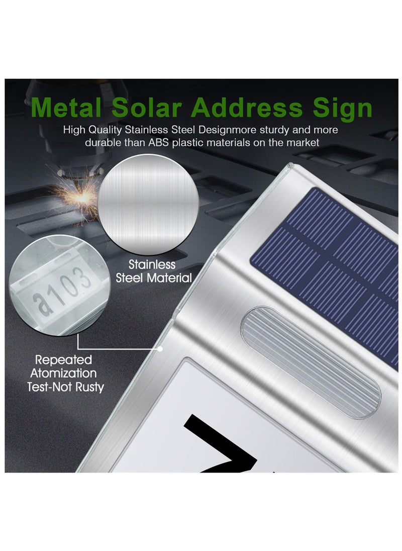 Generic - Modern Solar Address Sign with Stainless Steel House Numbers Waterproof LED Lighted Plaque 3 Color Modes for Outdoor Use - Image 1
