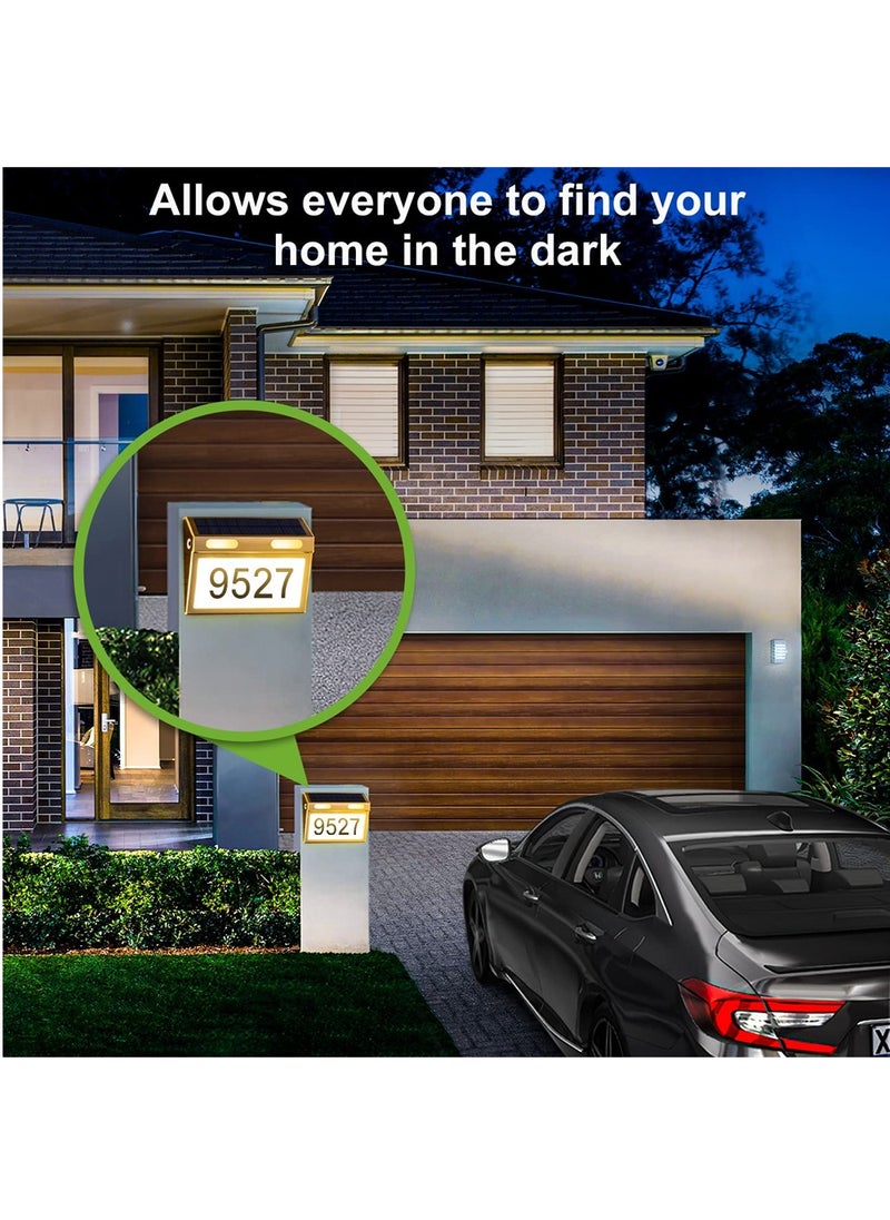 Generic - Modern Solar Address Sign with Stainless Steel House Numbers Waterproof LED Lighted Plaque 3 Color Modes for Outdoor Use - Image 1