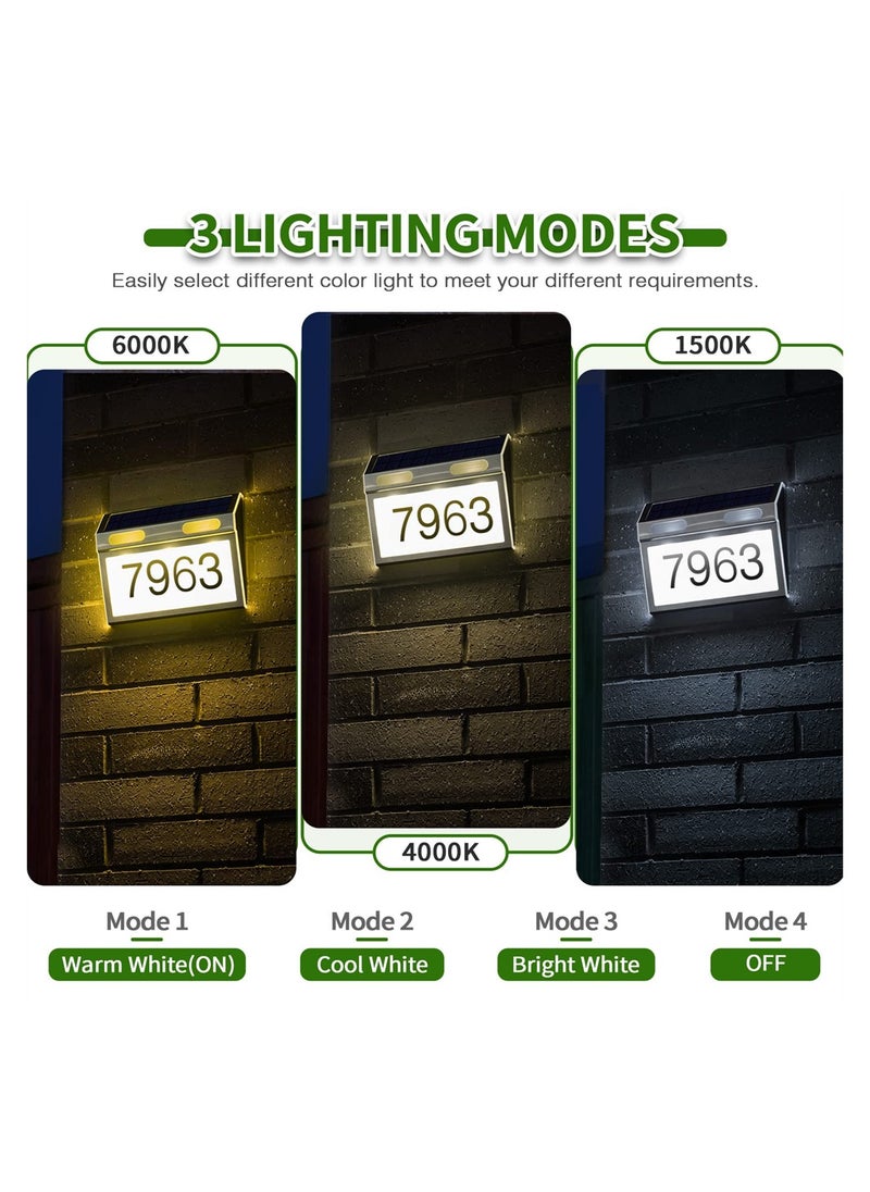Generic - Modern Solar Address Sign with Stainless Steel House Numbers Waterproof LED Lighted Plaque 3 Color Modes for Outdoor Use - Image 1
