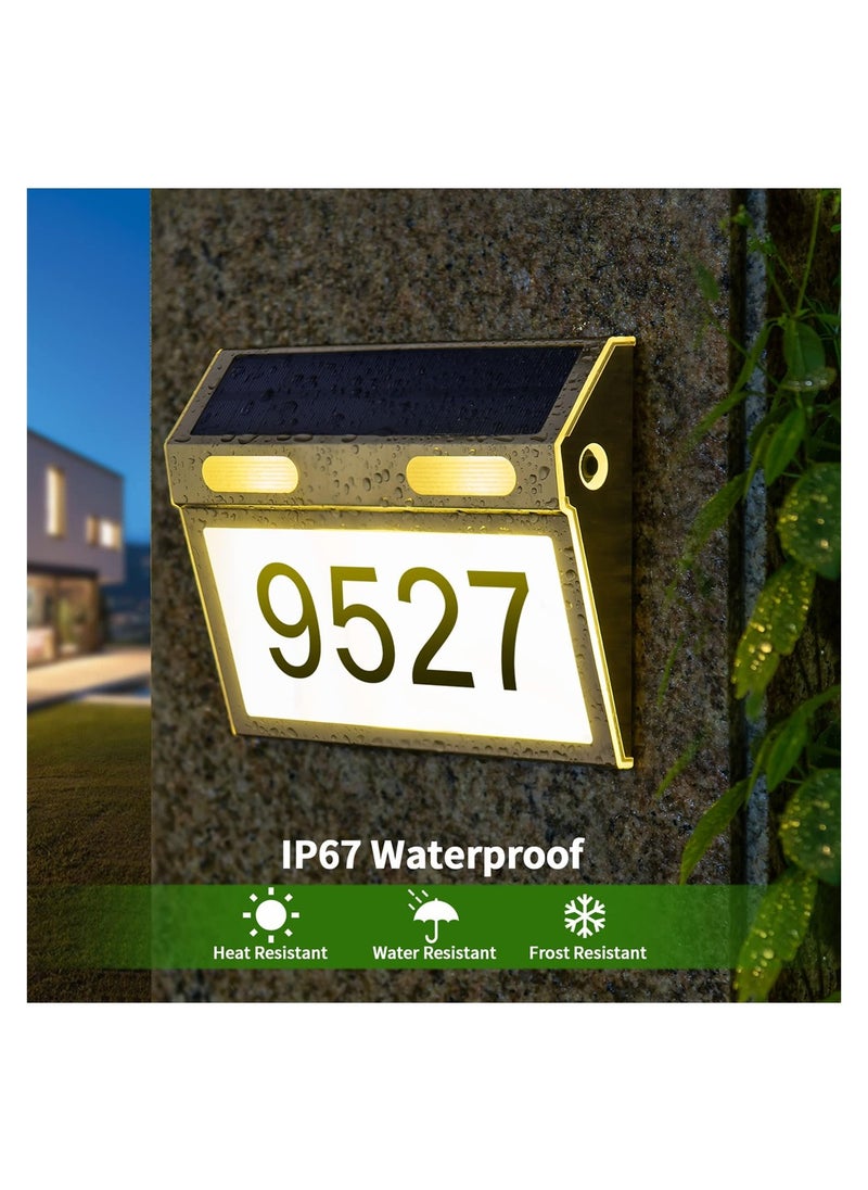 Generic - Modern Solar Address Sign with Stainless Steel House Numbers Waterproof LED Lighted Plaque 3 Color Modes for Outdoor Use - Image 1