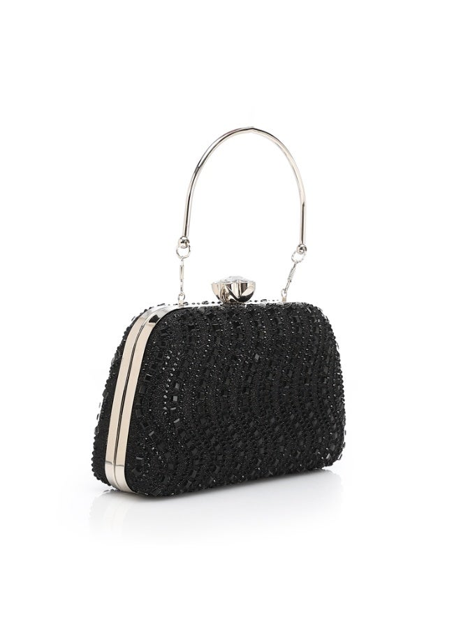 Mr.joe Crystal Top Handle Evening Clutch - Black - Image 2