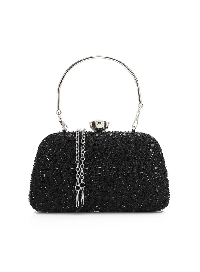 Mr.joe Crystal Top Handle Evening Clutch - Black - Image 3