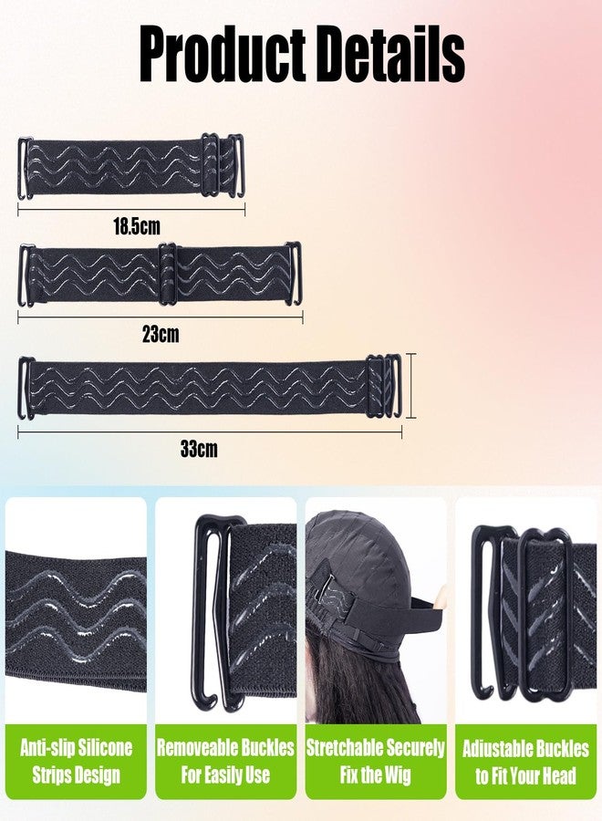 CARA 4 PCS Adjustable Elastic Band for 3 in 1 Half Wigs Nonslip Wig Strap Black Elastic Bands for Glueless Wig Making Wig Cap Accessories - Image 4