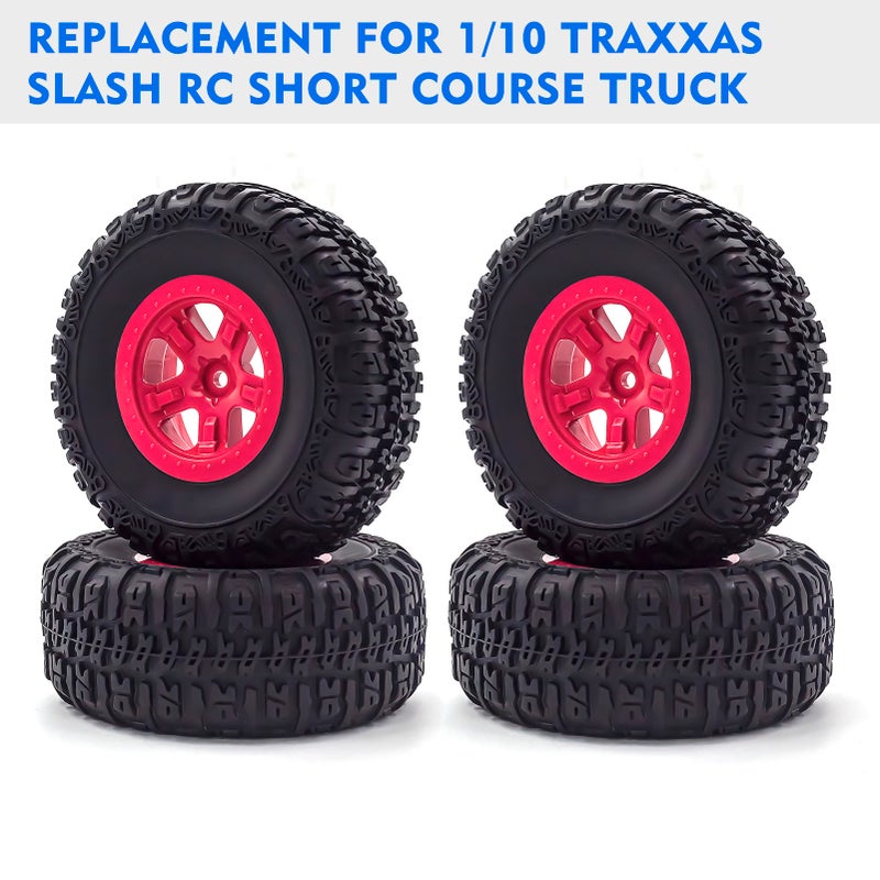 إطارات مطاطية لمركبات التسلل RC 4 قطع، إطارات سيارات RC، بديل لشاحنات المسار القصير RC Traxxas Slash مقياس 1/10، بطرف سداسي الشكل 12 مم - Image 4