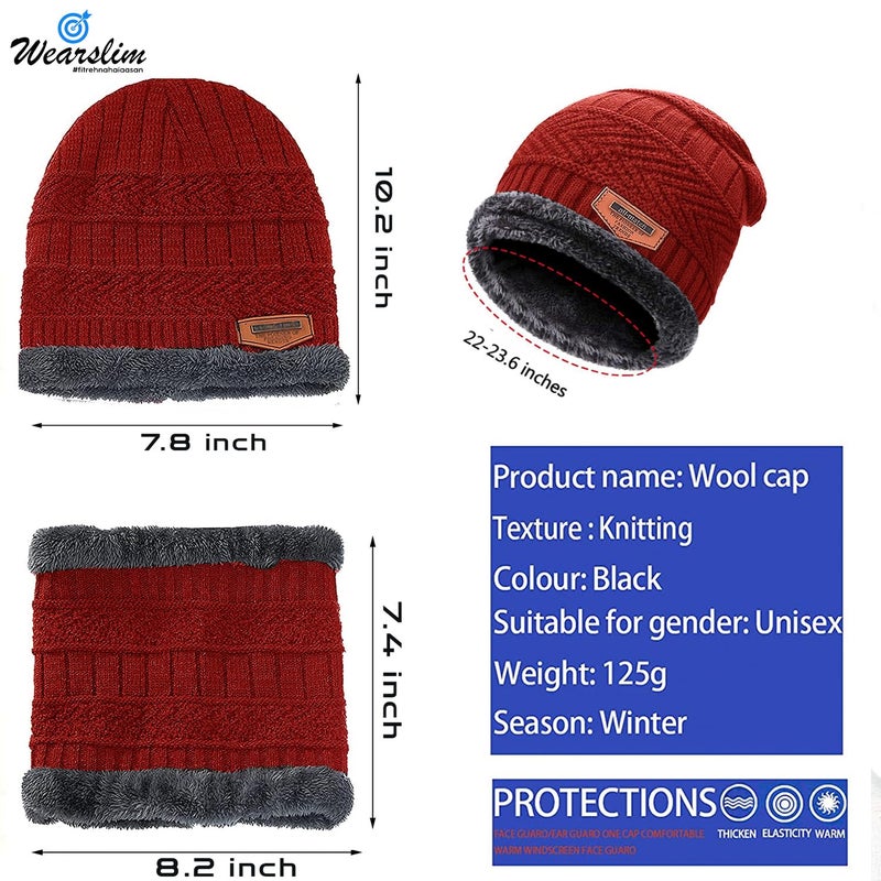 Wearslim قبعات صوف دافئة ®، قبعة رأس مع دفاية رقبة مجموعة قبعات وشالات شتوية للرجال والنساء - Image 5