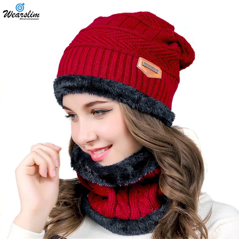 Wearslim قبعات صوف دافئة ®، قبعة رأس مع دفاية رقبة مجموعة قبعات وشالات شتوية للرجال والنساء - Image 3
