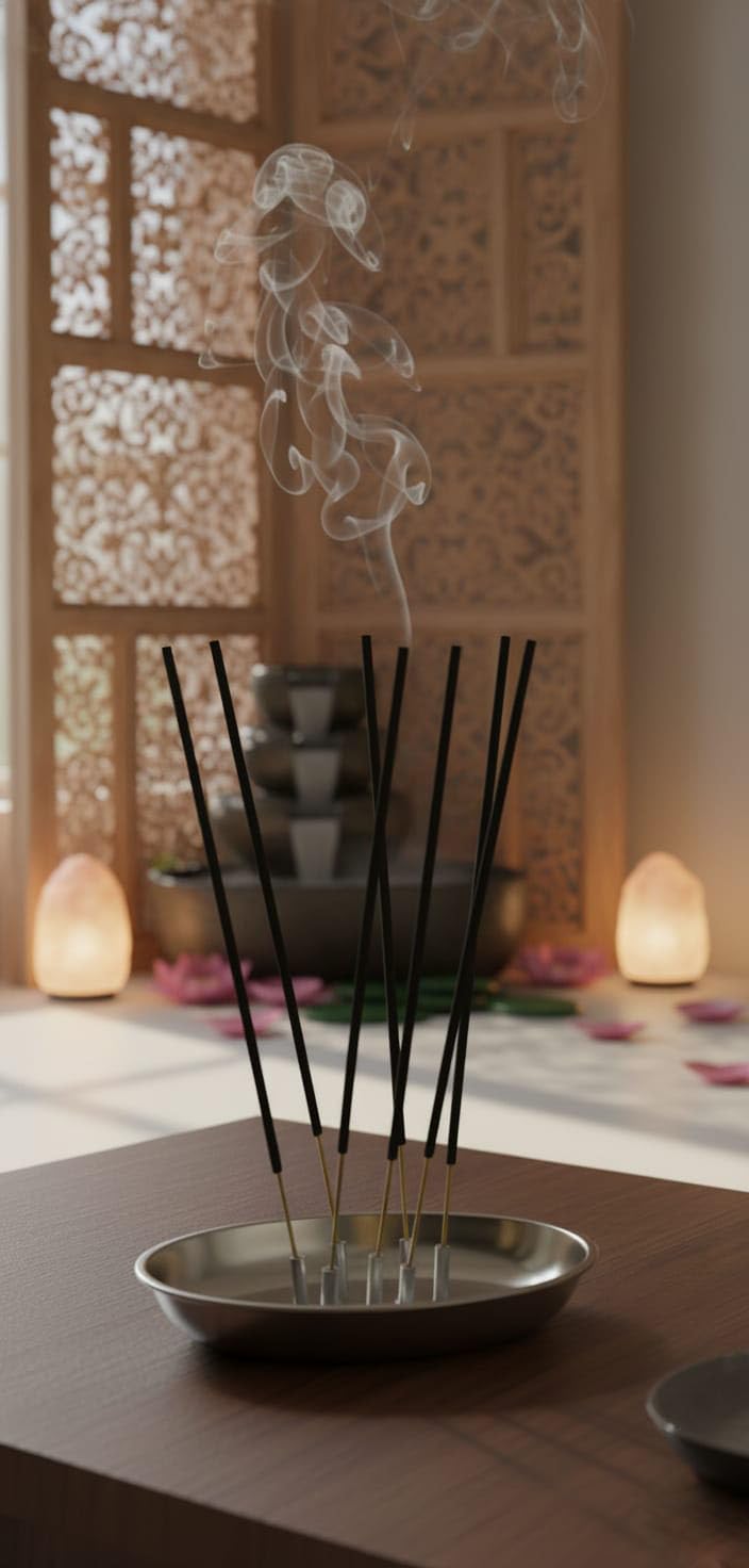 faas Round Shaped Incense/Agarbatti/Stick/Dhoop Holder,Stand,Agardaan with Ash Catcher for Puja/Prayer (7 Stick) - Image 2