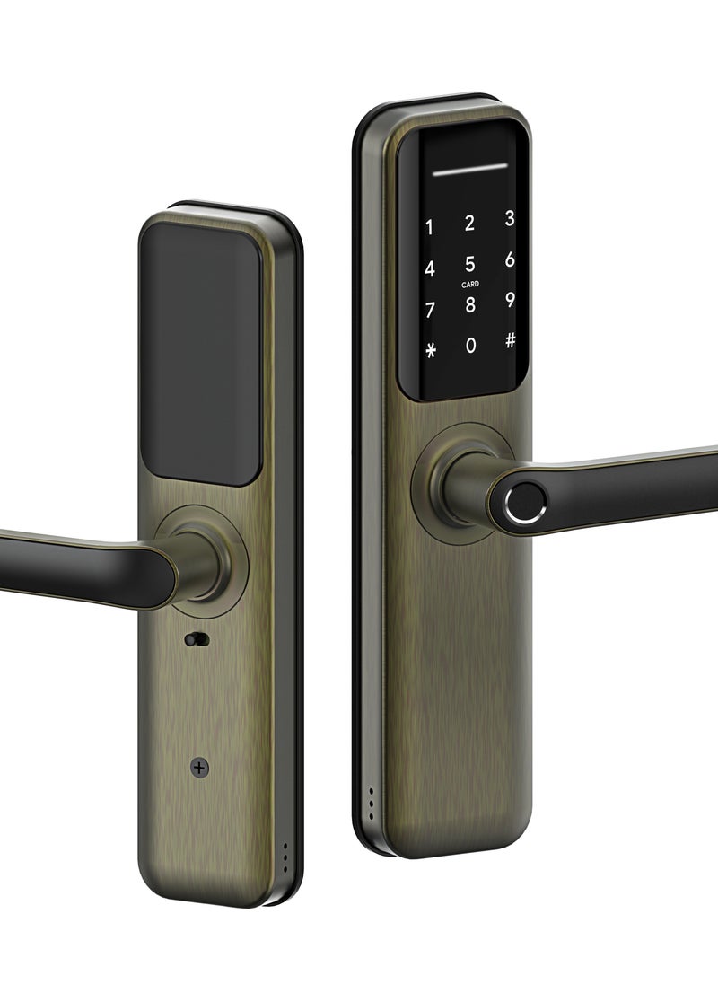 areb Areb Smart WiFi Door Lock Antique Brass 85 * 50 – 5 Unlocking Methods, Fingerprint, PIN Code, App Control, Key Card, Emergency Key, Auto-Lock, Anti-Theft Security for Home & Office  - Image 3