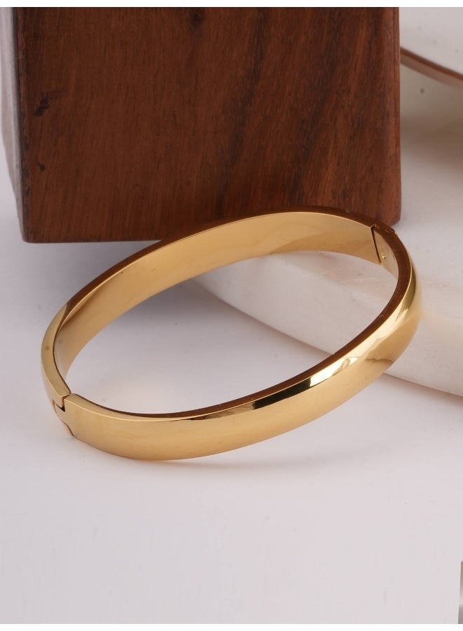 PALMONAS Plain Gold Bangles Bracelet - 7 mm for Women - Waterproof & Anti-Tarnish - Image 3