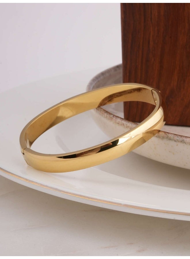 PALMONAS Plain Gold Bangles Bracelet - 7 mm for Women - Waterproof & Anti-Tarnish - Image 1