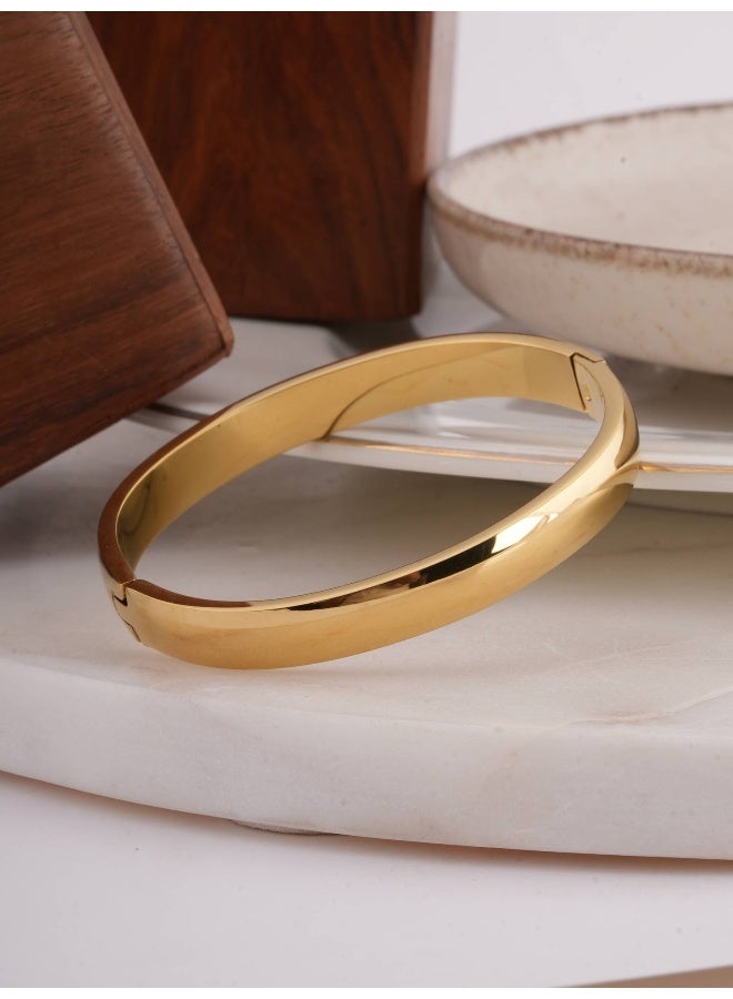 PALMONAS Plain Gold Bangles Bracelet - 7 mm for Women - Waterproof & Anti-Tarnish - Image 4