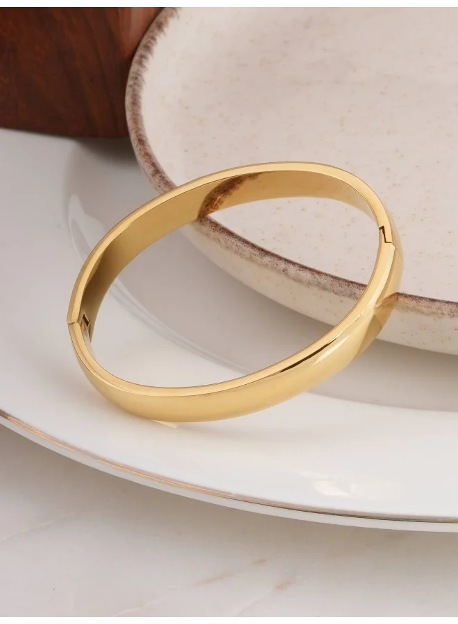 Palmonas PALMONAS Plain Gold - 7 mm Bangle Bracelet for Women | 18K Gold Plated, Waterproof & Anti-Tarnish